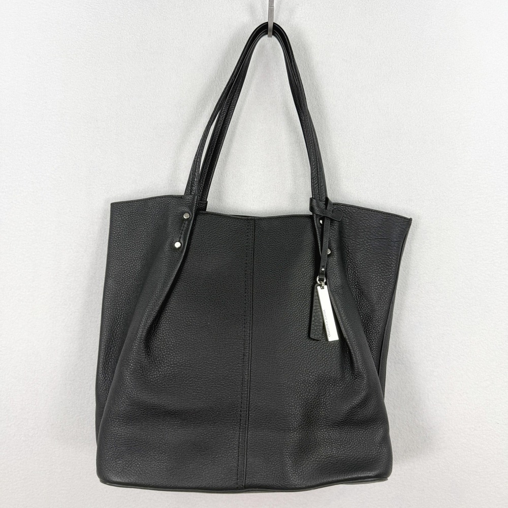 Vince Camuto Juni Tote Shoulder Bag / Pebbled Black Leather / Super Soft